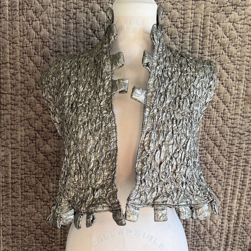 Silver Textured Women's Vest